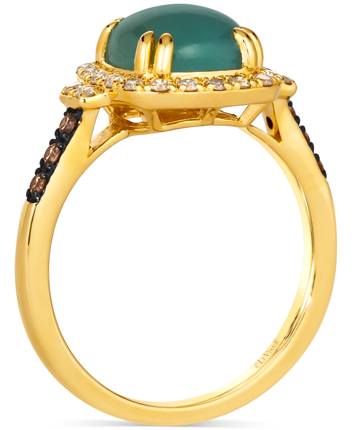 Le Vian Peacock Aquaprase (1-7/8 Ct. T.w.) & Diamond (1/3 Ct. T.w.) Cushion Halo Ring In 14k Gold In 14k Honey Gold Ring