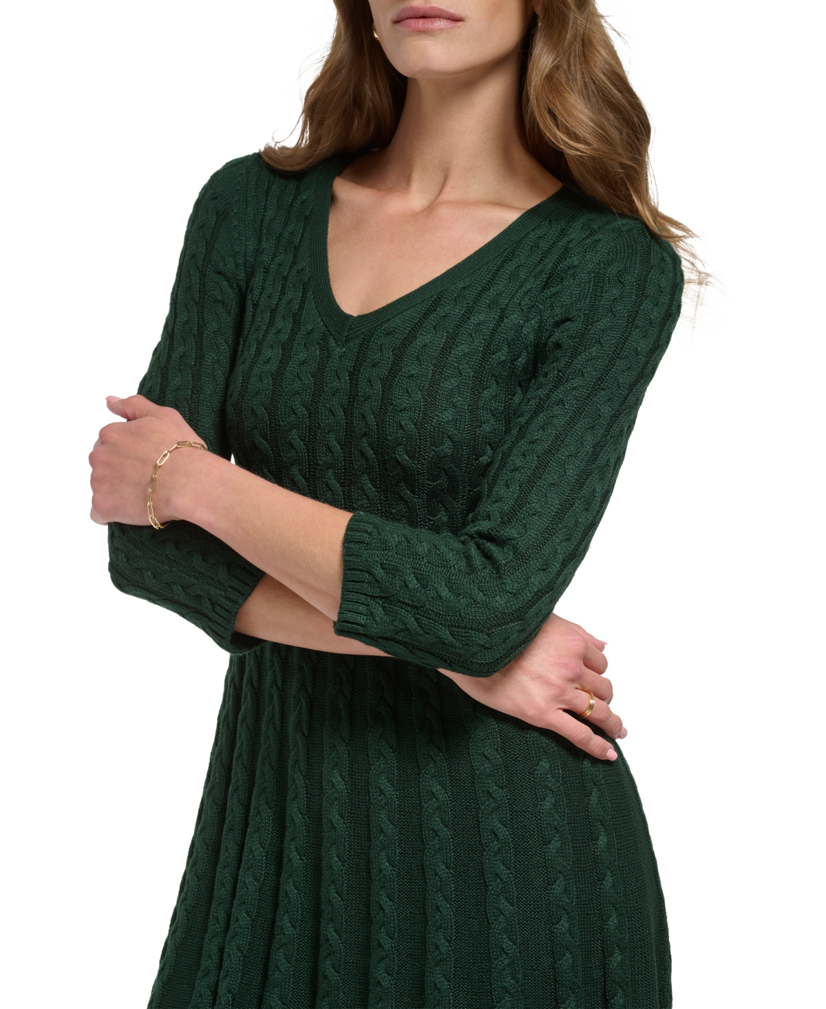 Jessica Howard Women's Mock Neck Cable-Knit Sweater Dress