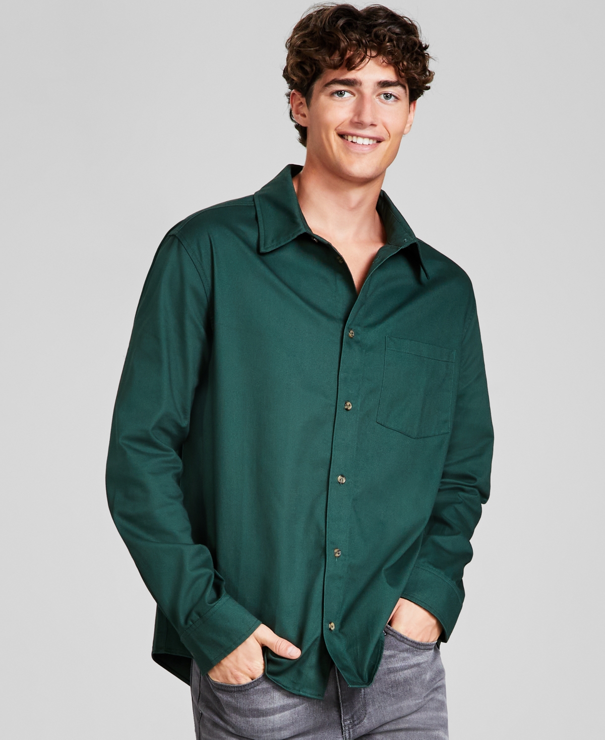 AND NOW THIS MEN'S OXFORD TWILL LONG-SLEEVE BUTTON-UP SHIRT