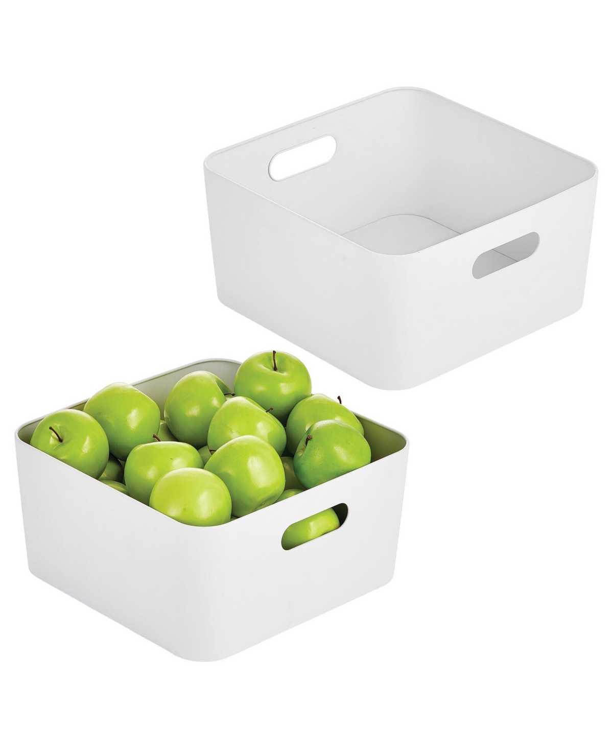 mDesign Medium Metal Kitchen Storage Container Bin with Handles, 2 Pack, White