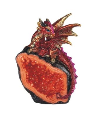 FC Design 4"H Red Volcano Dragon Guarding Faux Crystal Cave Statue ...