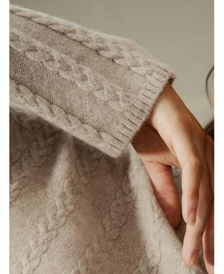 Women's Semi-Sheer Cashmere Cable-knit Sweater