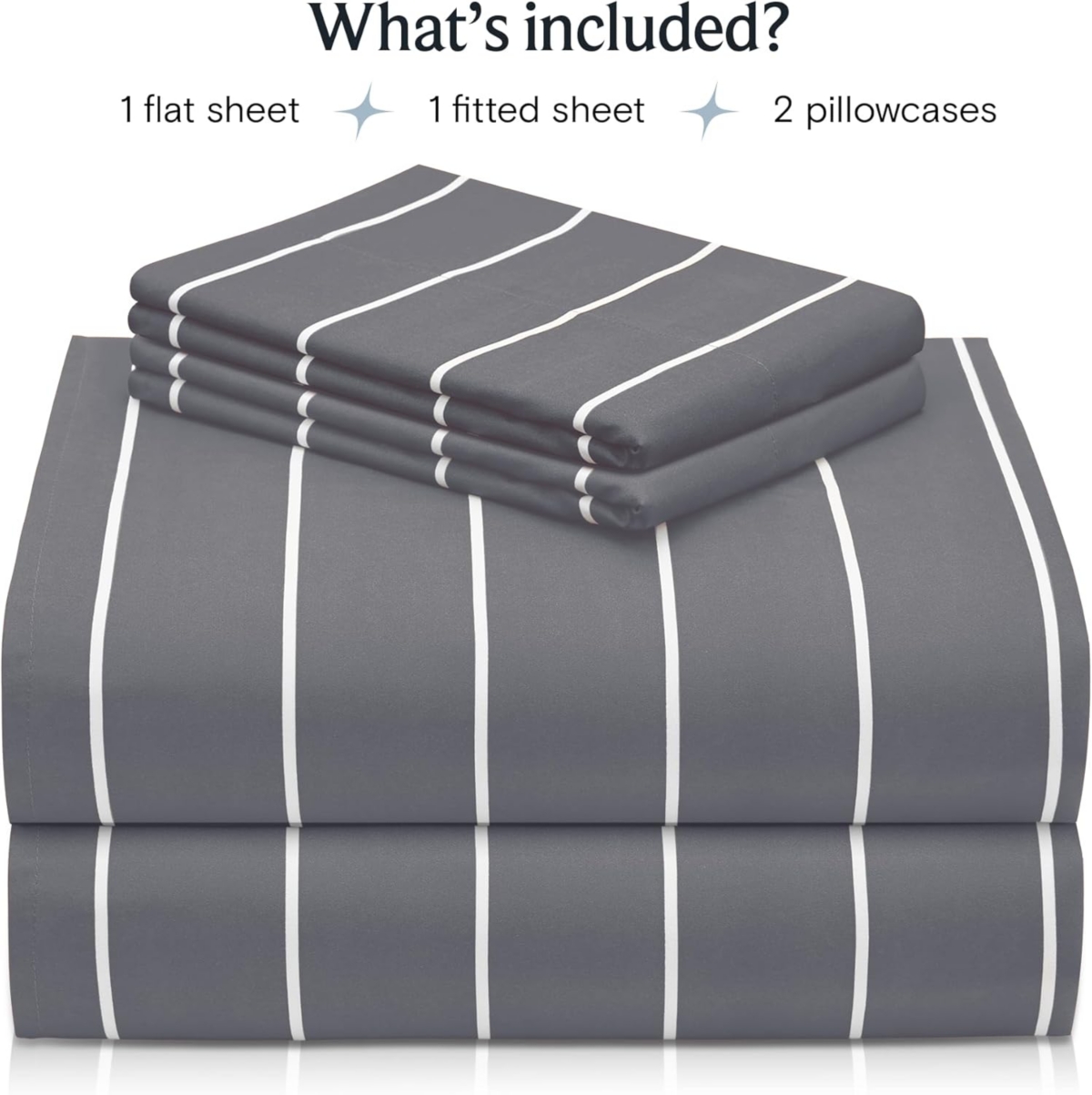 LuxClub 6 Pc Striped Rayon From Bamboo Solid Performance Sheet Set - Striped - light grey