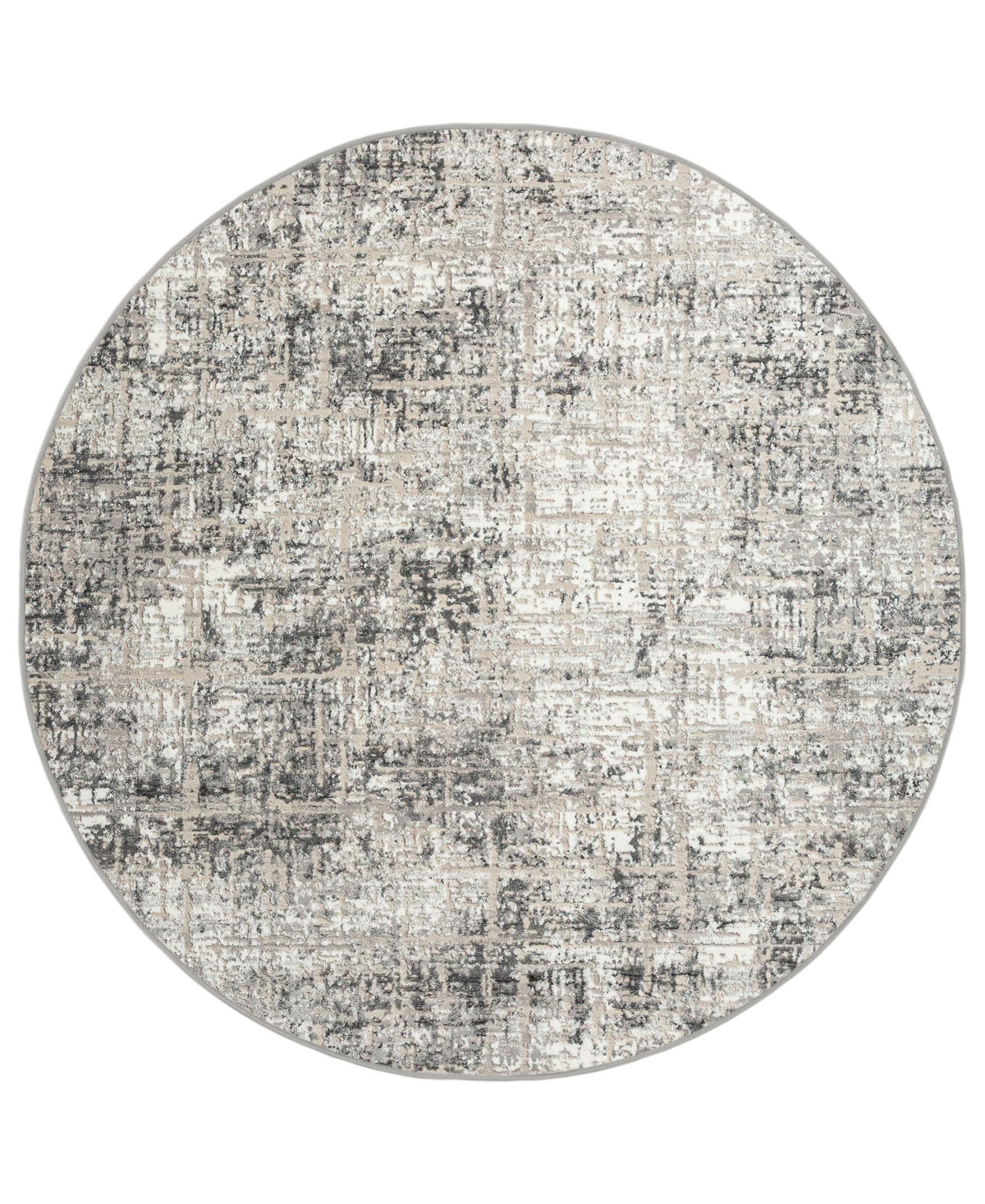 Km Home Teola 1241 7'10in x 7'10in Round Area Rug - Gray