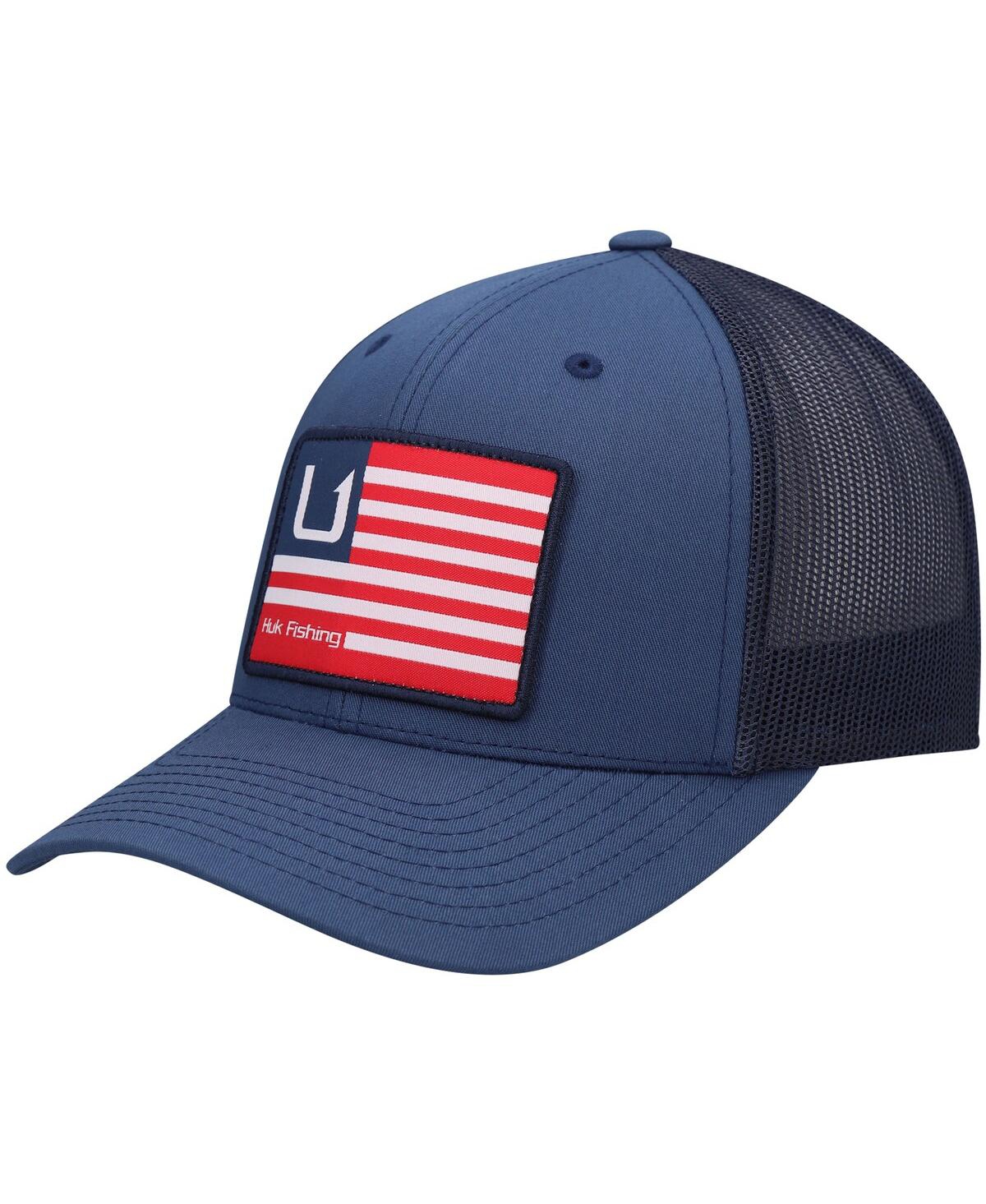 Huk Men's  Blue S And Bars American Trucker Snapback Hat