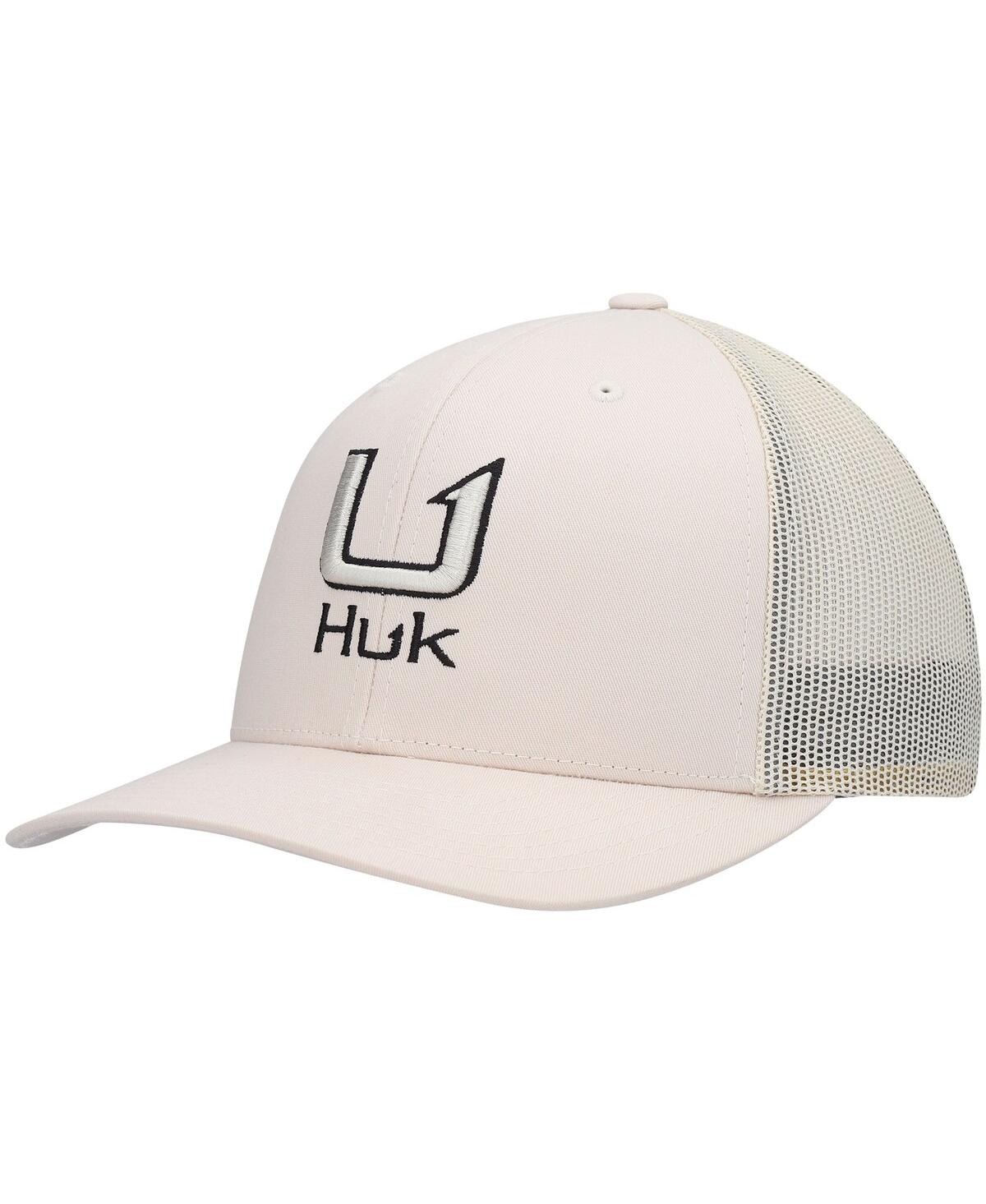 Men's Huk Khaki Barb U Trucker Snapback Hat - Khaki