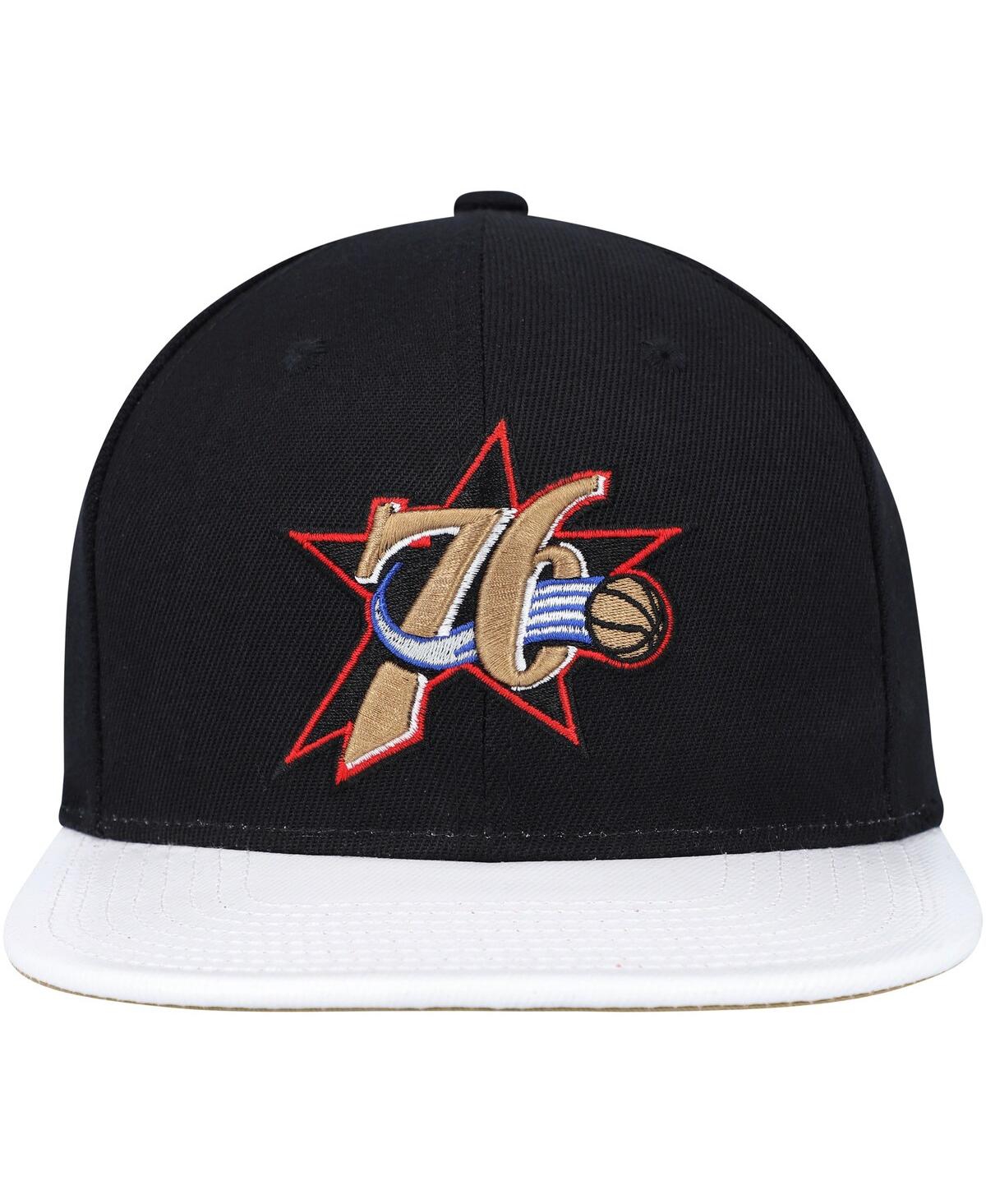 Men's Mitchell & Ness White Philadelphia 76ers Hardwood ClassicsWear Away VisorSnapback Hat - White