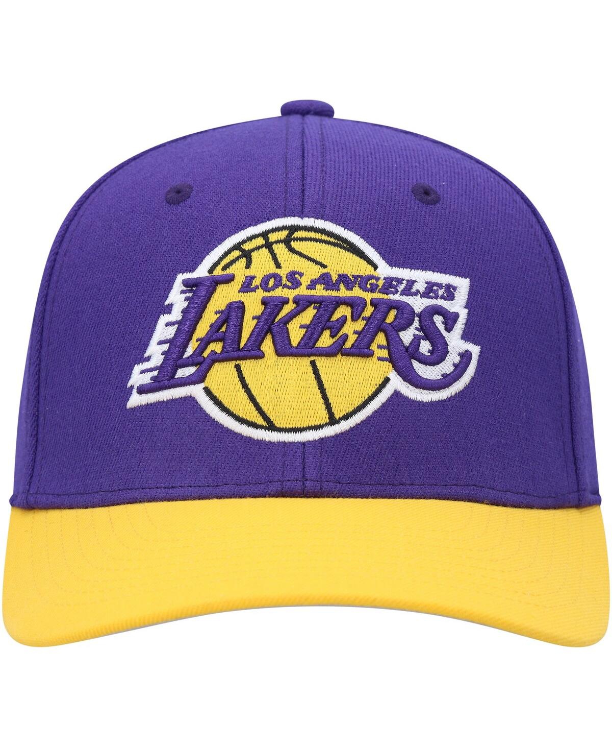 Shop Mitchell & Ness Men's  Purple, Gold Los Angeles Lakers Mvp Team Two-tone 2.0 Stretch-snapback Hat In Purple,gold