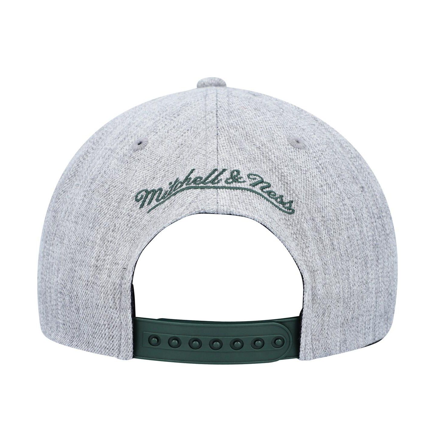 Мужская кепка Mitchell & Ness Heather Gray Milwaukee Bucks Hardwood Classics 2.0 Snapback Hat — фото 4