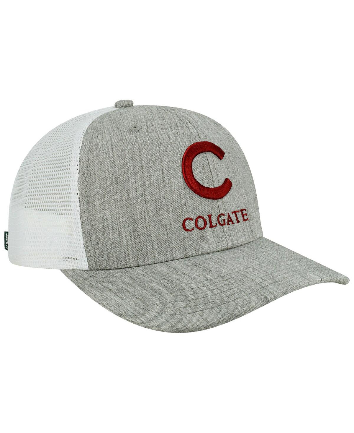 LEGACY ATHLETIC MEN'S HEATHER GRAY, WHITE COLGATE RAIDERS ARCH TRUCKER SNAPBACK HAT 