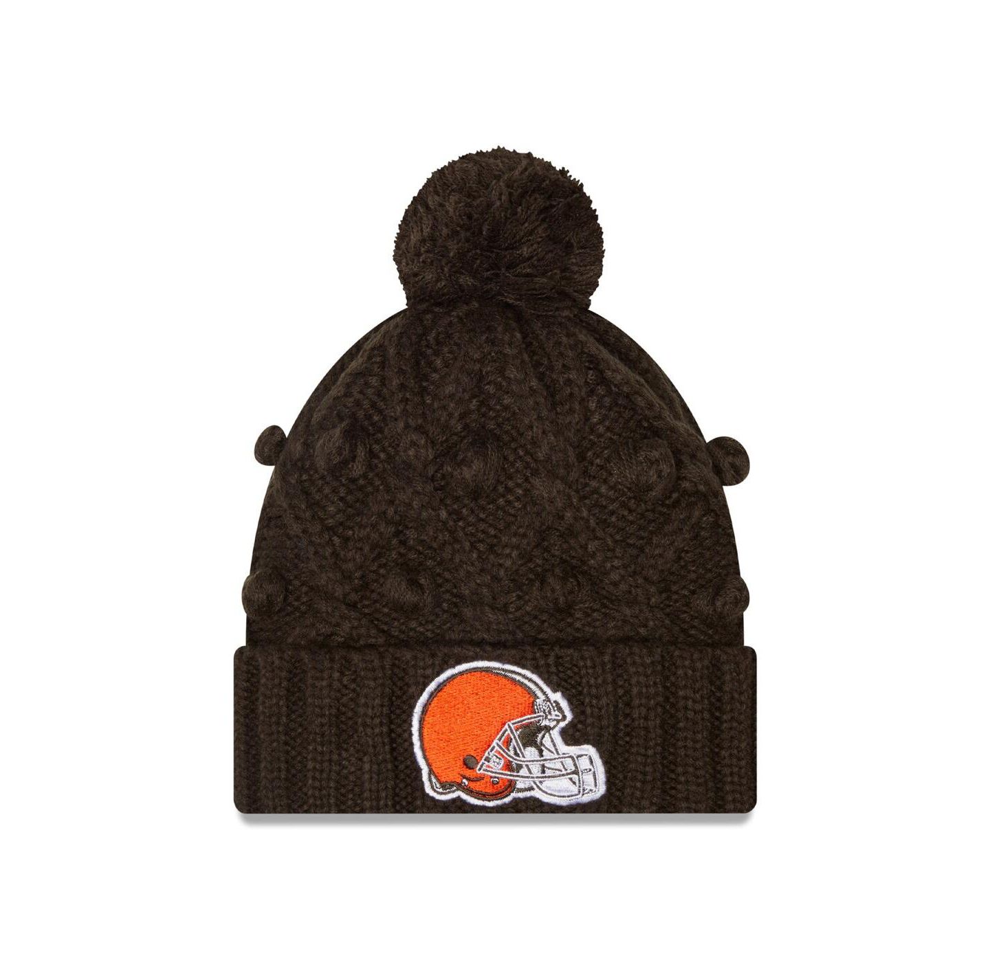 Женская шапка New Era Brown Cleveland Browns Toasty Cuffed Knit Hat with Pom — фото 1