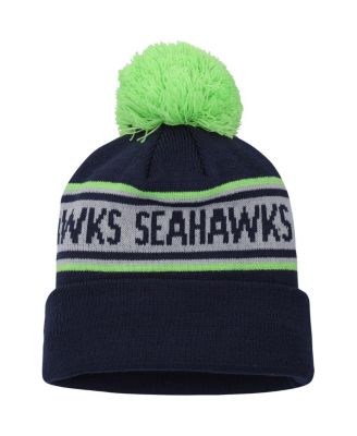 Preschool Boys and Girls College Navy Seattle Seahawks Repeat Cuffed Knit Hat with Pom