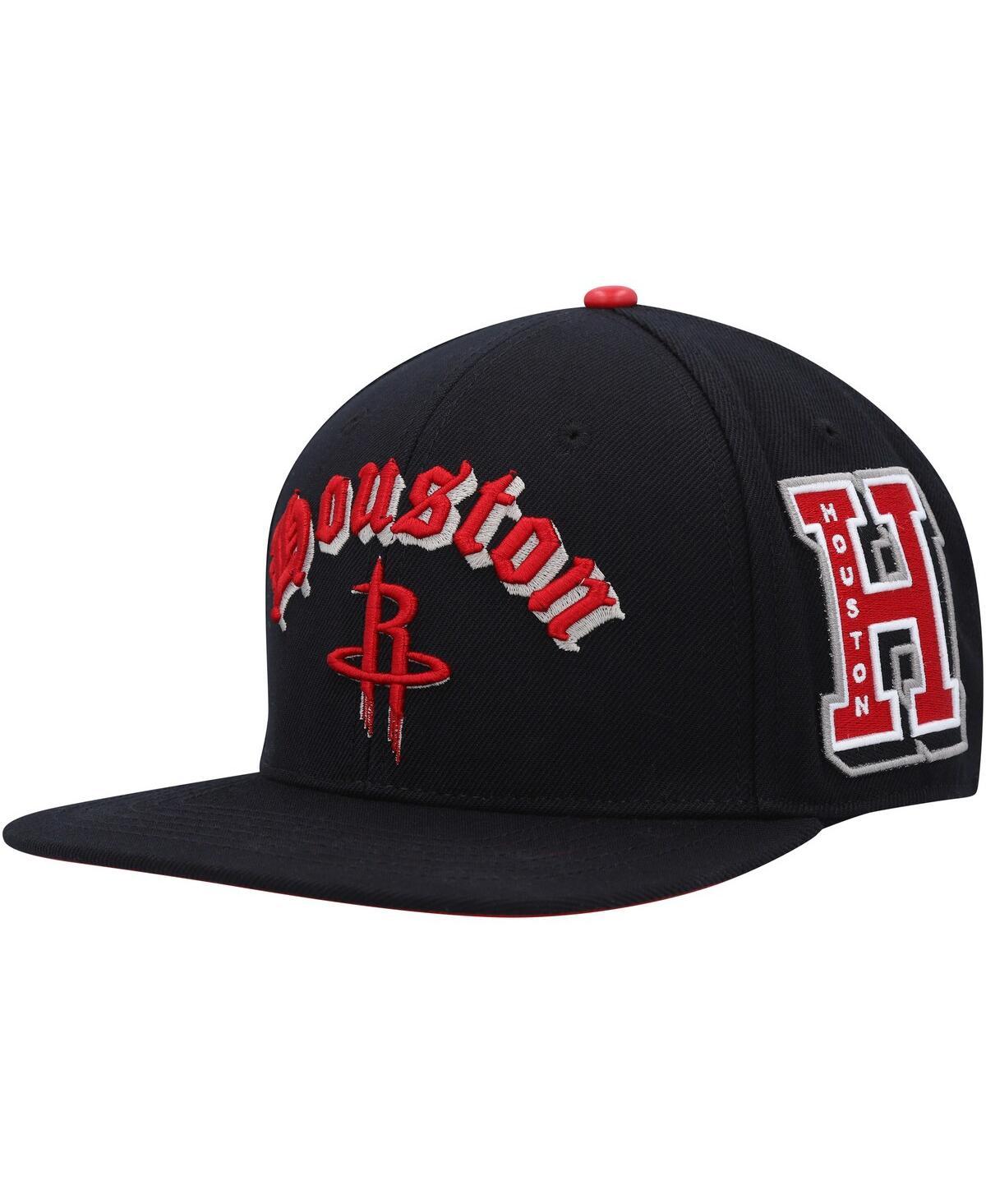 Shop Pro Standard Men's  Black Houston Rockets Old English Snapback Hat