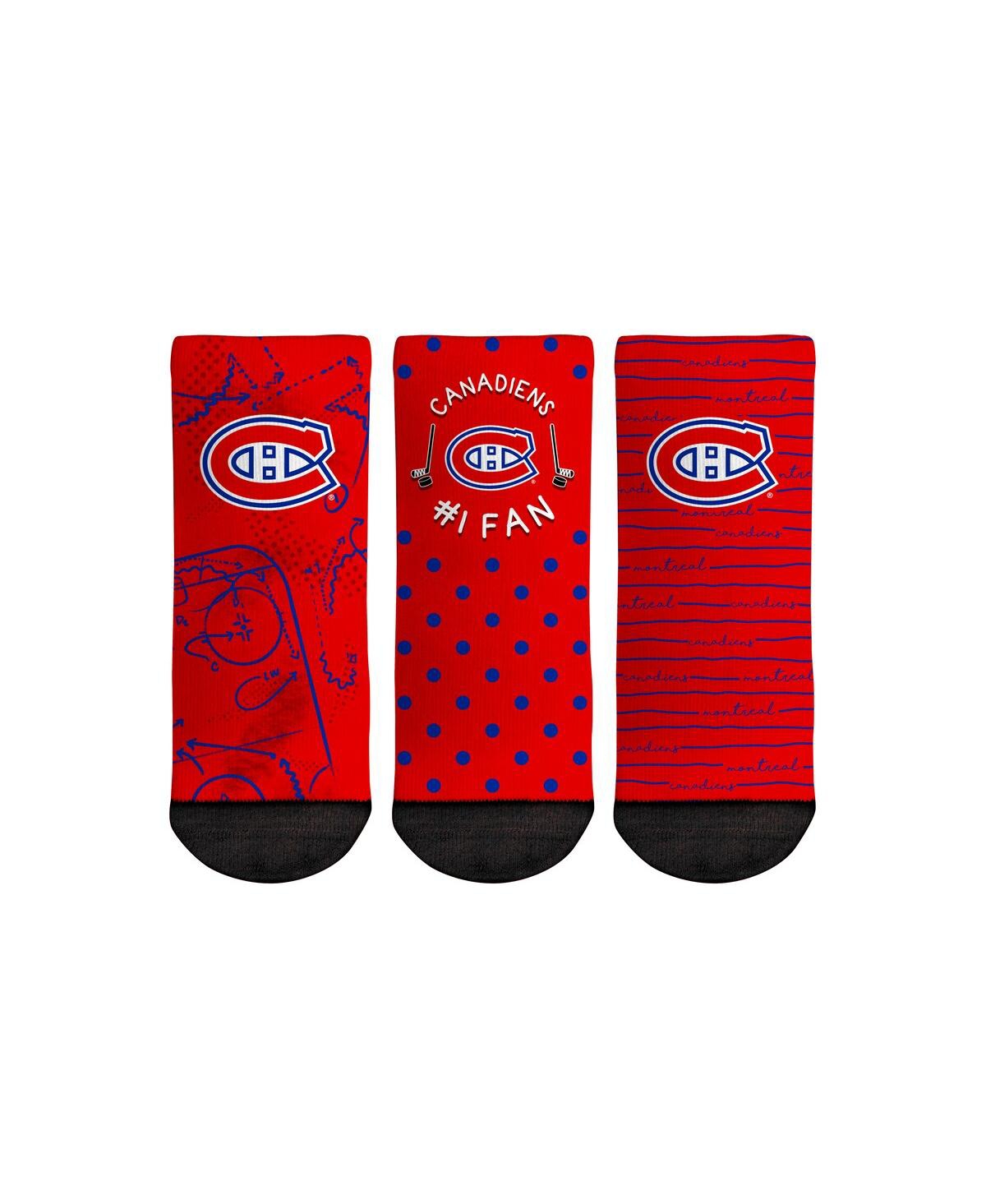Rock 'em Babies' Toddler Boys And Girls Rock Em Socks Montreal Canadiens #1 Fan 3-pack Crew Socks Set In Red