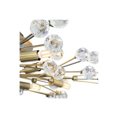 LED Brass 10-Light Crystal Berry 27.5" Wide Modern Fixture Ceiling Light Semi Flush Mount