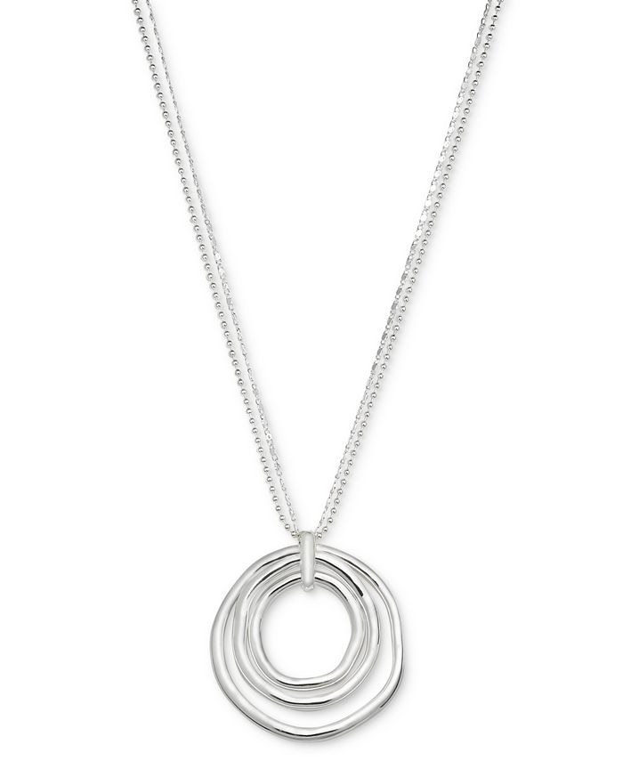 Style & Co SilverTone Circle Pendant Necklace, 36"+ 3" extender, Created for Macy's Macy's