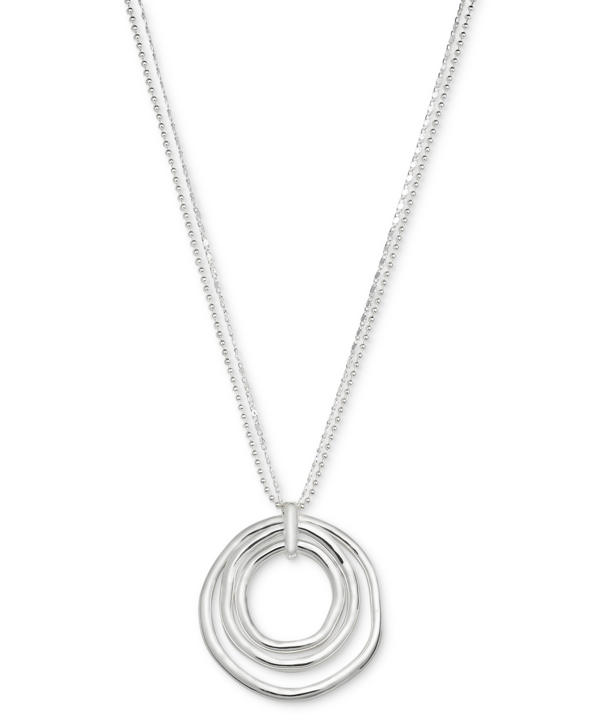 Silver-Tone Circle Pendant Necklace, 36"+ 3" extender, Created for Macy's - Silver