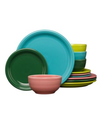 Fiesta Tropical Mixed Colors 12 Pc Bistro Dinnerware Set Service for 4 Macy s