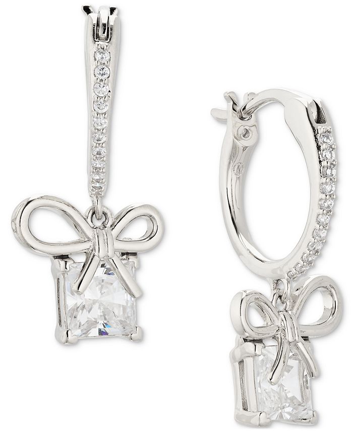 Cubic Zirconia Gift Charm Hoop Earrings