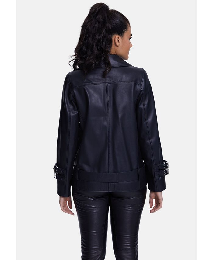 Mens Genuine Leather Biker Jacket Black