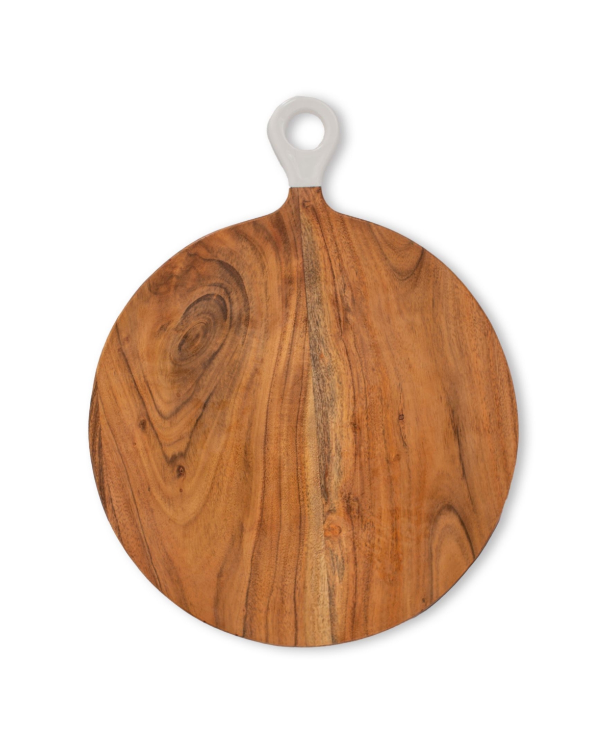 Jeanne Fitz Wood Plus White Collection Acacia Wood Round Charcuterie Board, Large In Brown And White