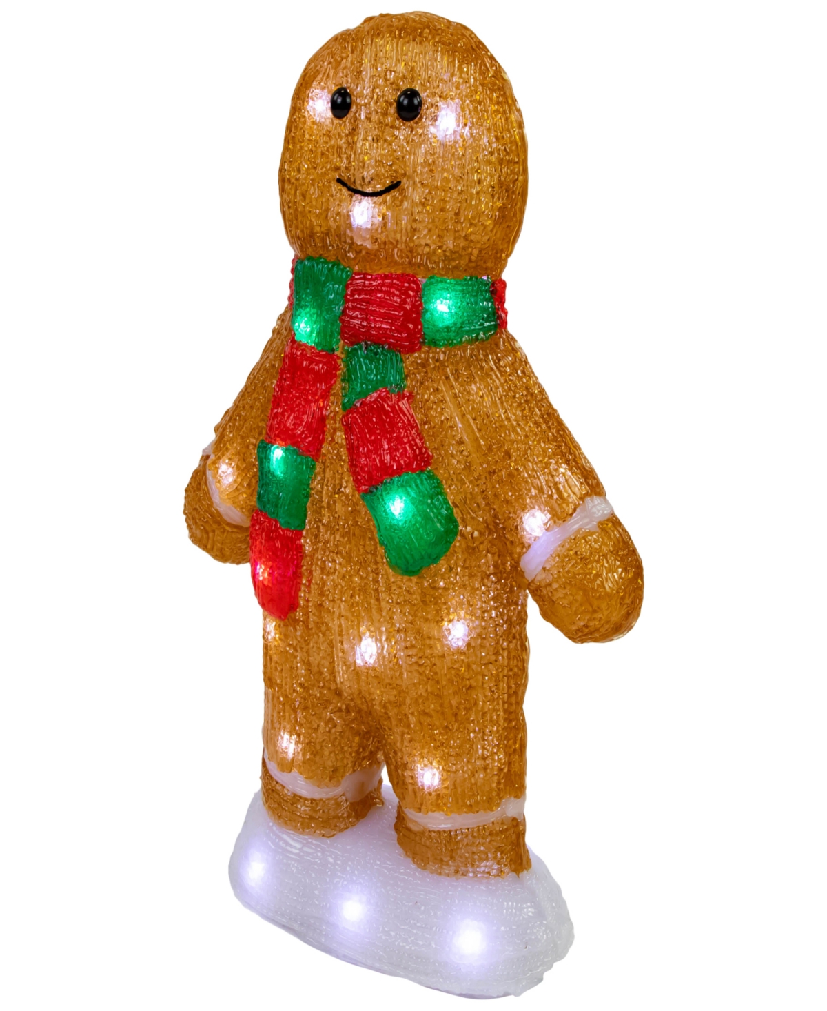 Shop Northlight 14" Light Emitting Diode (led) Lighted Acrylic Gingerbread Man With Scarf Outdoor Christmas Decorati In Brown