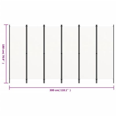 6-Panel Room Divider White 118.1"x70.9"