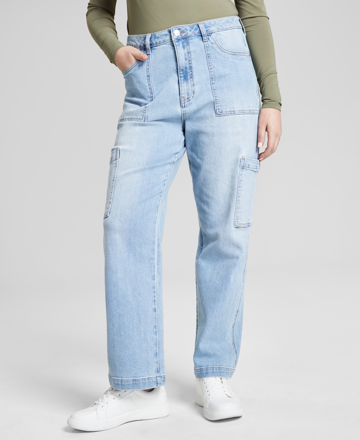 Women's High Rise Utility Denim Jeans, Regular & Petites - Light Wash