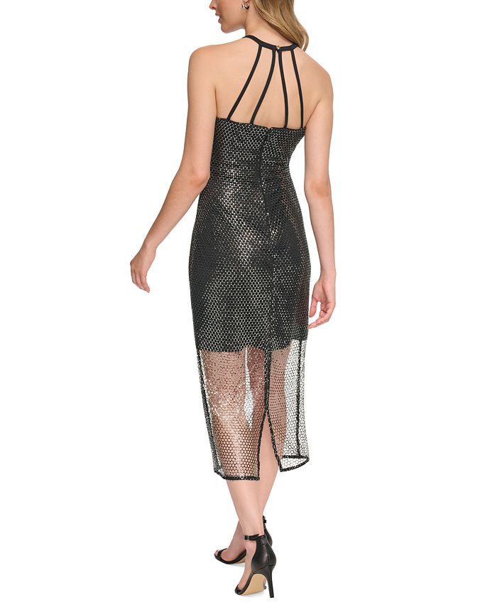 GUESS Women's Sequined Mesh Strappy-Back Maxi Dress - Macy's