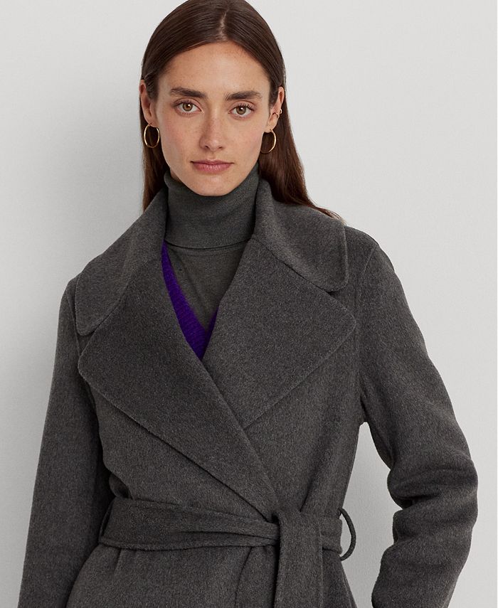 Lauren Ralph Lauren Women's Belted Wool-Blend Wrap Coat - Macy's