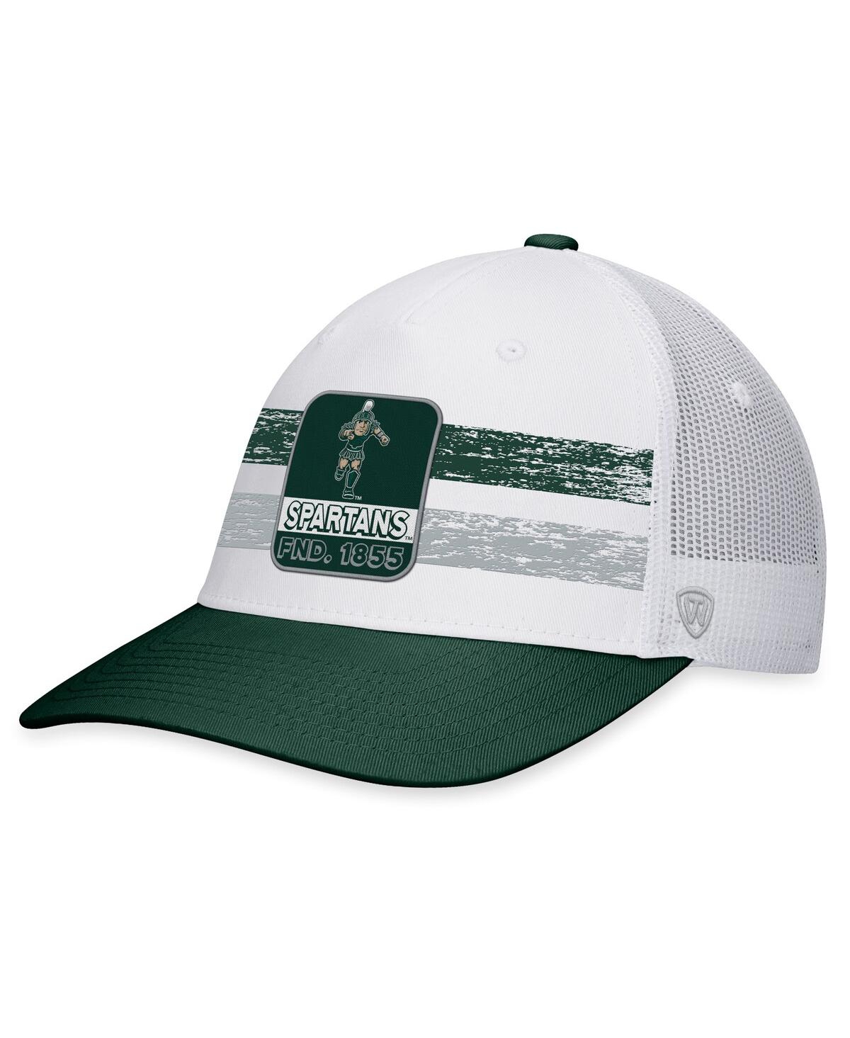 Top Of The World Men's  White, Green Michigan State Spartans Retro Fade Snapback Hat In White,green