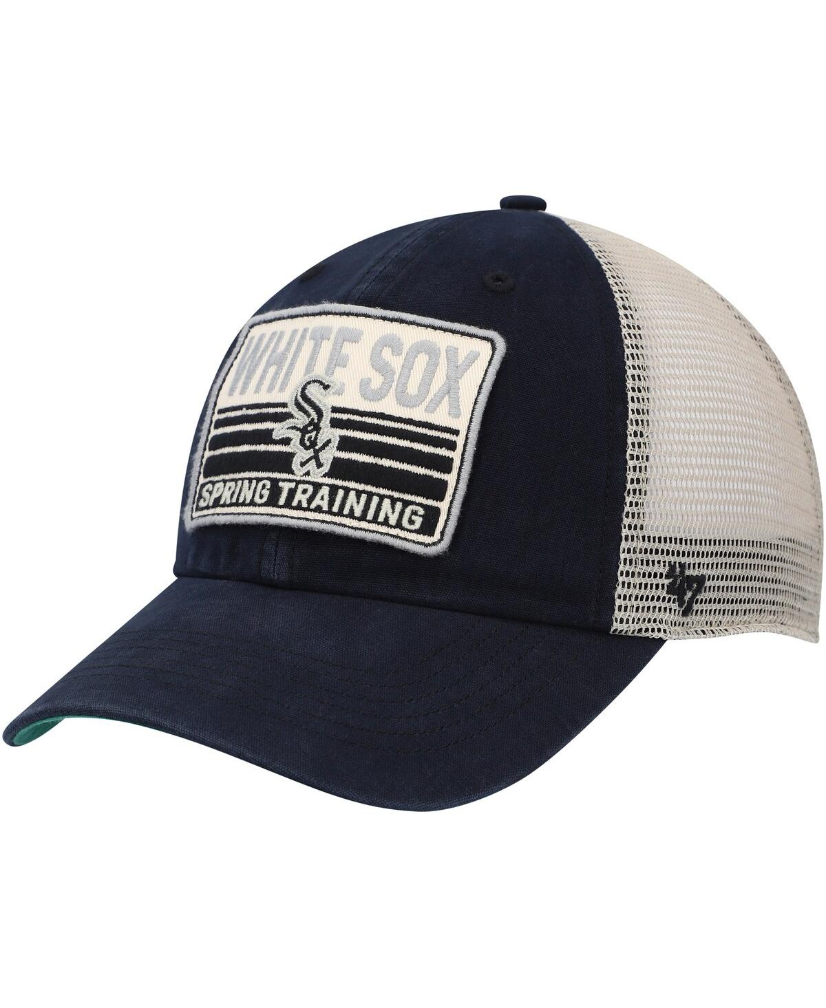 47 Brand Men's ' Black, Tan Chicago White Sox Four Stroke Clean Up Trucker Snapback Hat