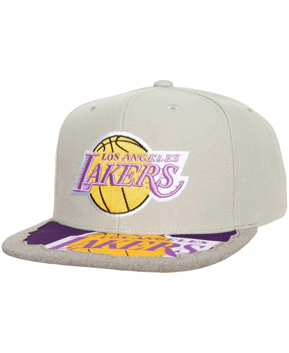 Mitchell & Ness Men's  Gray Los Angeles Lakers Munch Time Snapback Hat