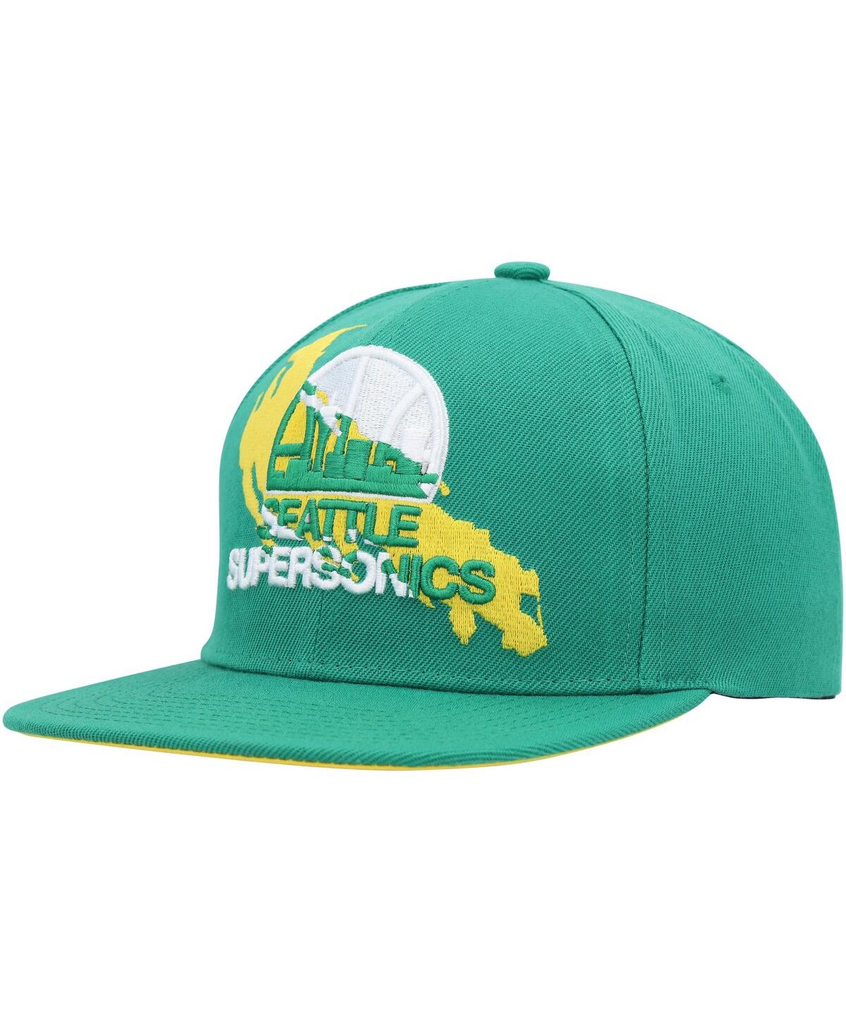 Shop Mitchell & Ness Men's  Green Seattle Supersonics Hardwood Classics Paint By Numbers Snapback Hat