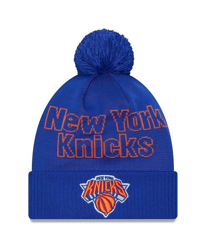 New Era York Knicks Blue Sport Cuffed Knit Hat with Pom