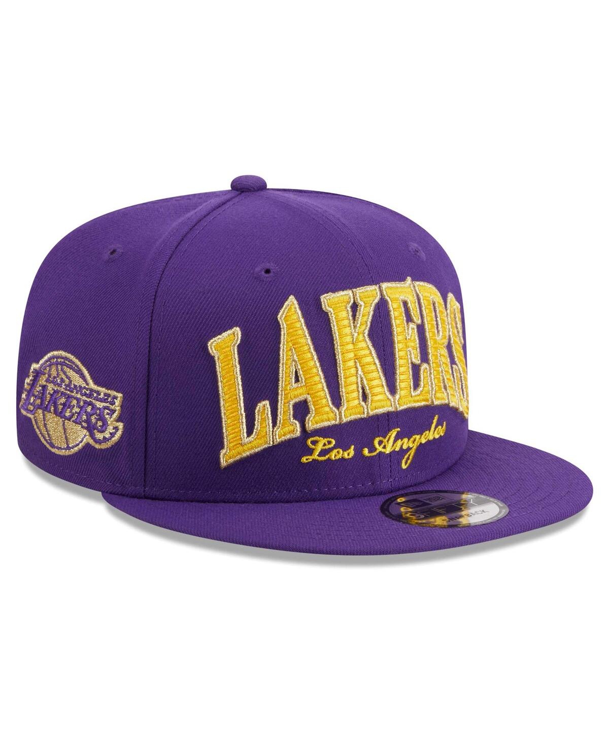 New Era Men's  Purple Los Angeles Lakers Golden Tall Text 9fifty Snapback Hat