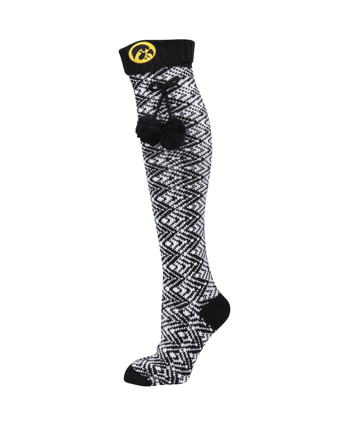 Zoozatz Women's  Iowa Hawkeyes Geometric Thigh High Socks In Black