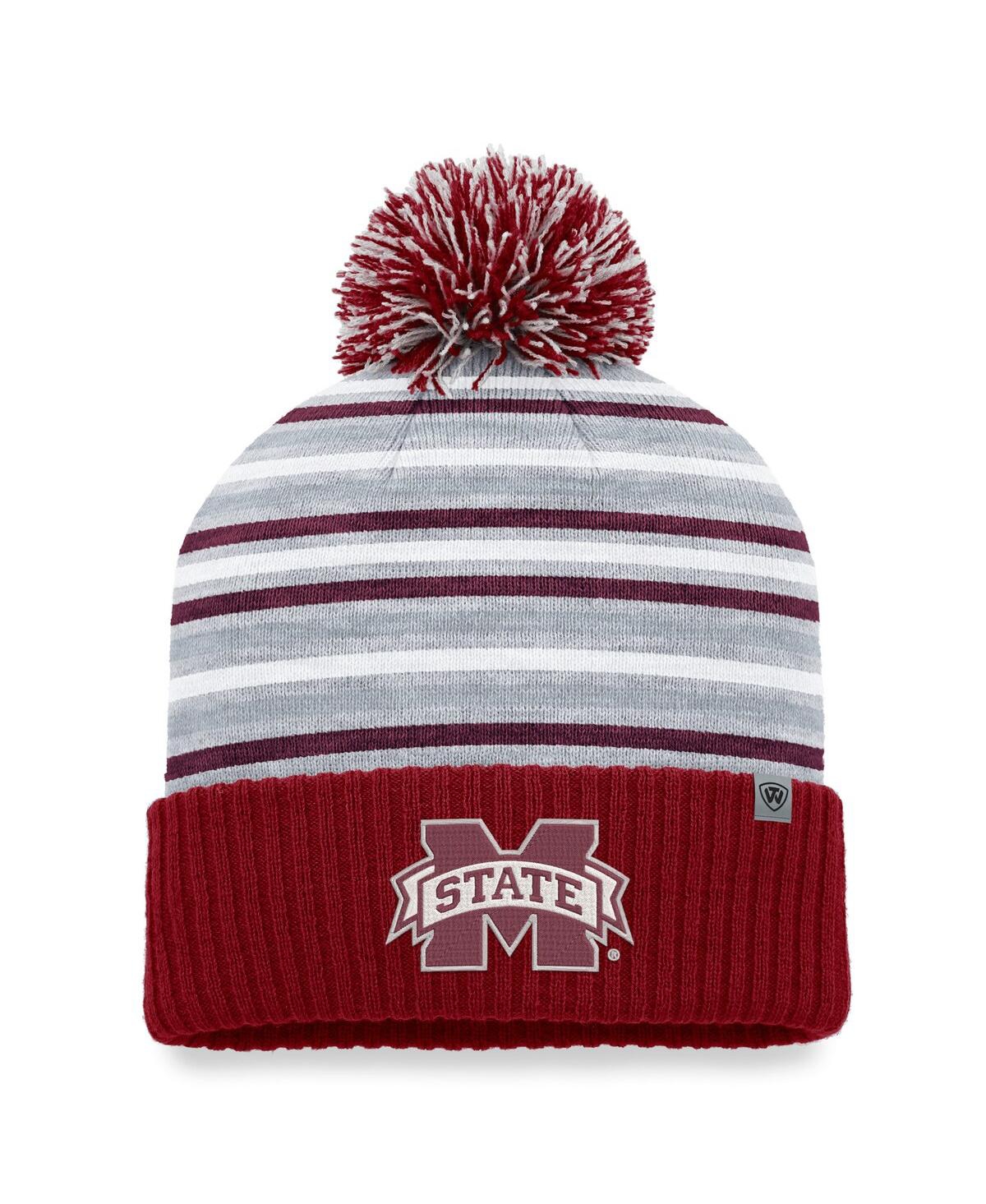 Shop Top Of The World Men's  Maroon Mississippi State Bulldogs Dash Cuffed Knit Hat With Pom