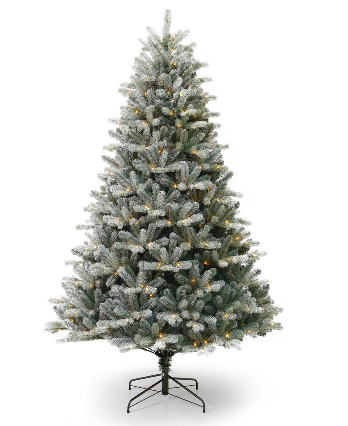 Spruce 7.5' Pre-Lit Pe Mixed Pvc Tree with Metal Standing, 2450 Tips, 500 Warm Led, Ez-Connect, Remote, Storage Bag - Green