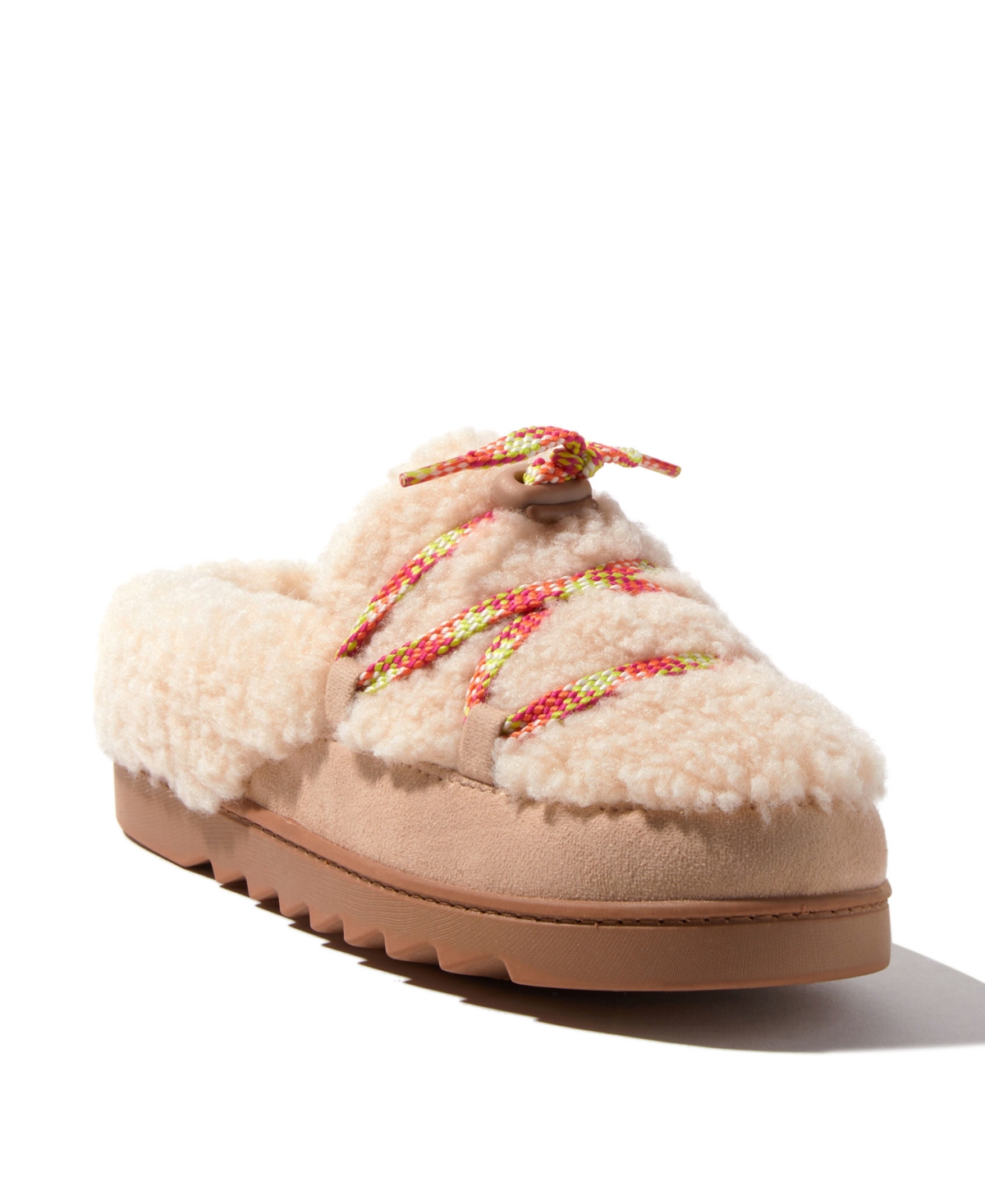 Women's Giselle Lace Up Teddy Mule Slippers - CrÃ¨me Brulee