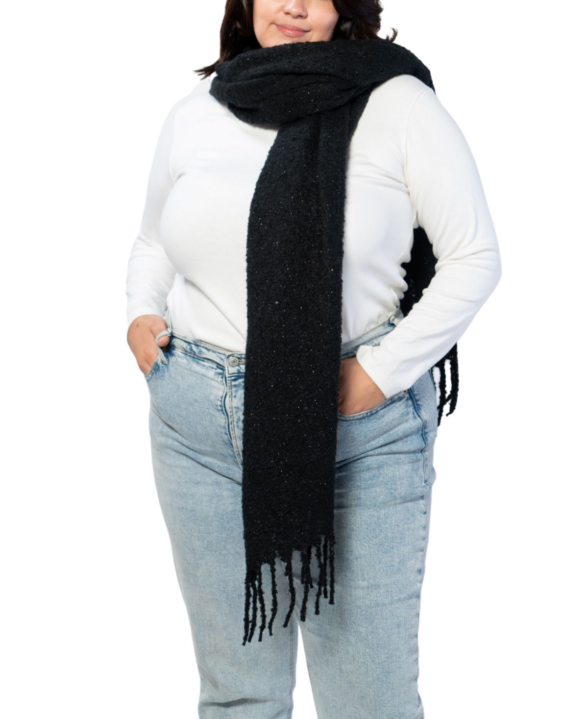 Marcus Adler Lurex Infused Scarf In Black