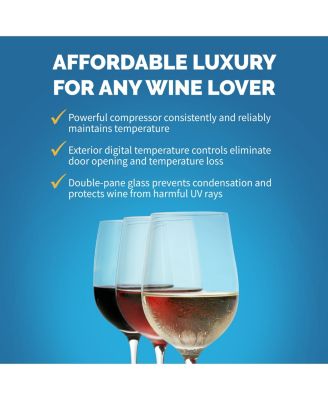 Freestanding 27 Bottle Compressor Wine Fridge in Stainless Steel, Adjustable Chrome Racks and Exterior Digital Thermostat