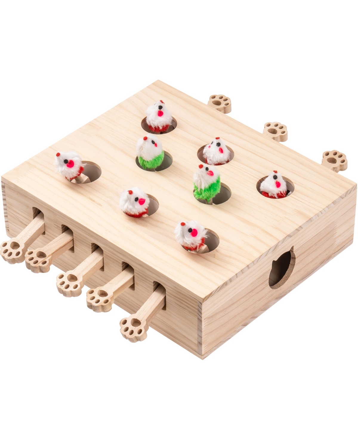 Interactive Whack-a-mole 8 Holes Cat Toy - Solid Wood - Indoor Playtime - Wood