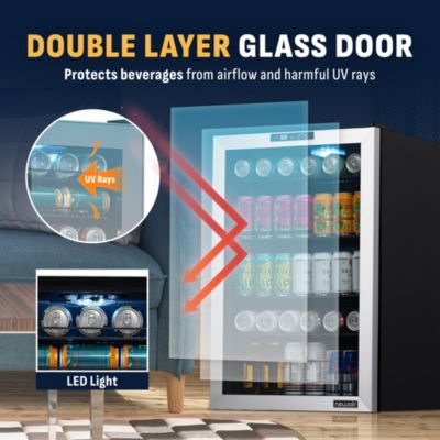 160 Can Freestanding Beverage Fridge in Stainless Steel with Split Shelf and Precision Digital Thermostat