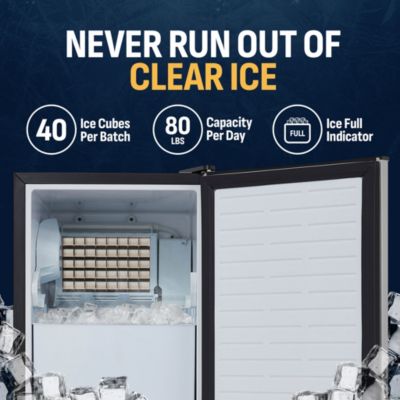 15" Undercounter Ice Maker, 80 lbs Daily Capacity, Built-in/Freestanding Design with Self-Cleaning & LED Controls