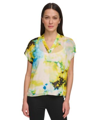 DKNY Women's Printed Dolman-Sleeve Top - Macy's