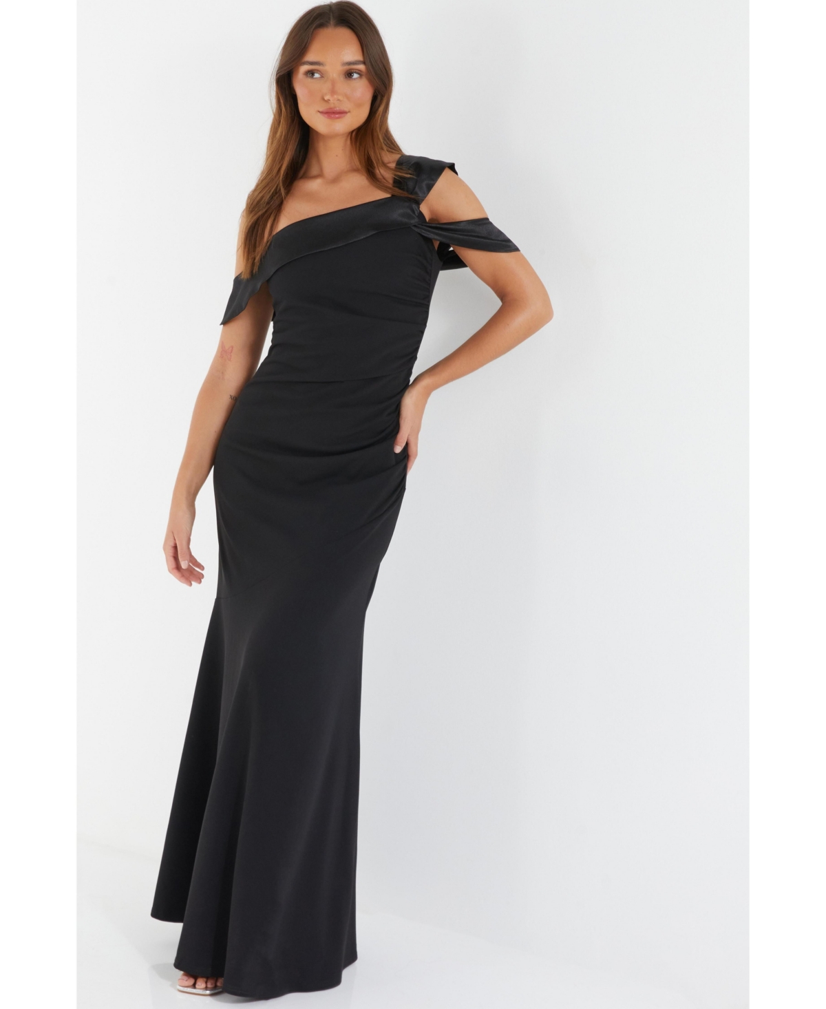 Women's Satin Trim Maxi Dress - Black