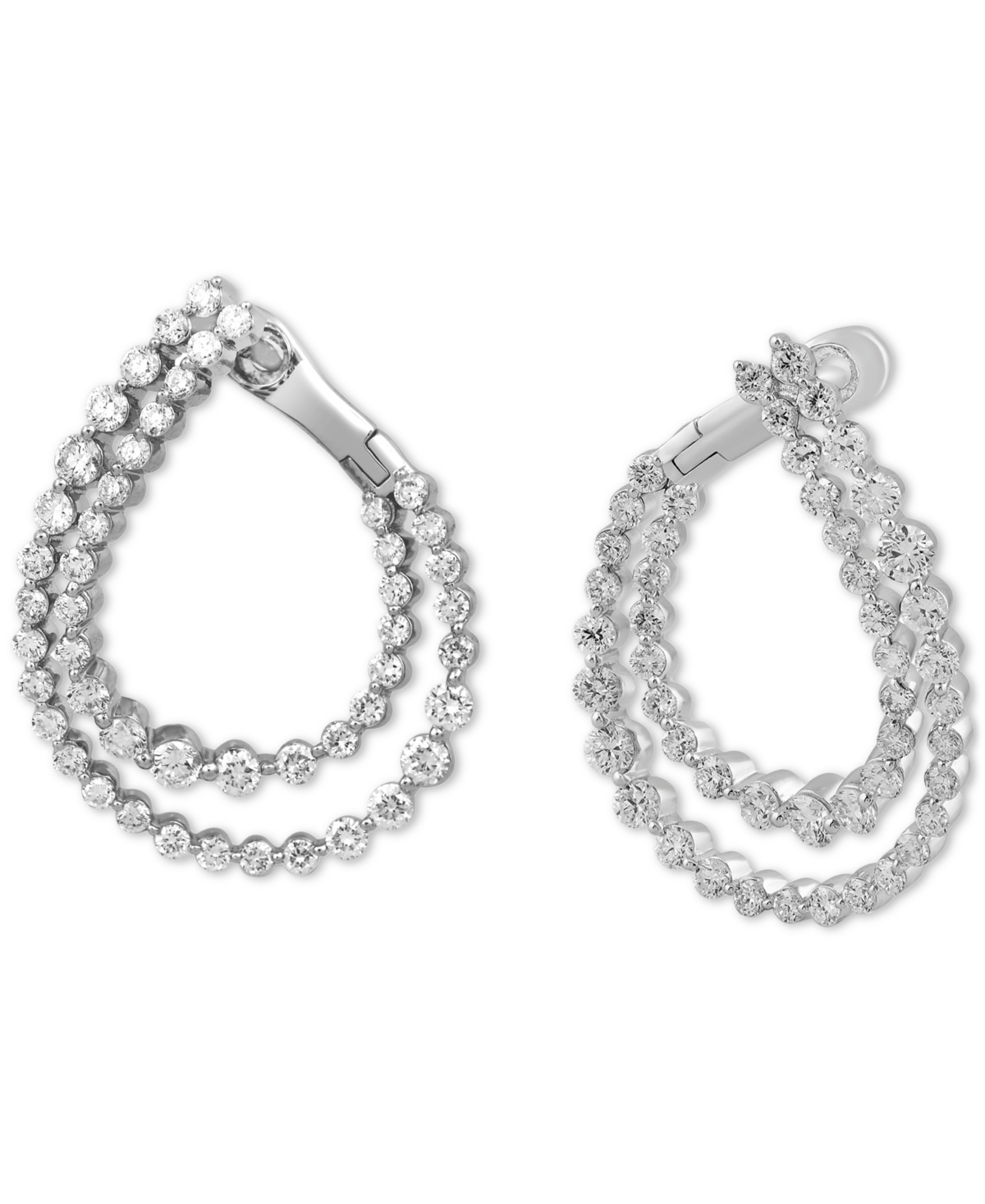 Macy's Diamond Spiral Shared Prong Hoop Earrings (2 Ct. T.w.) In 10k White Gold
