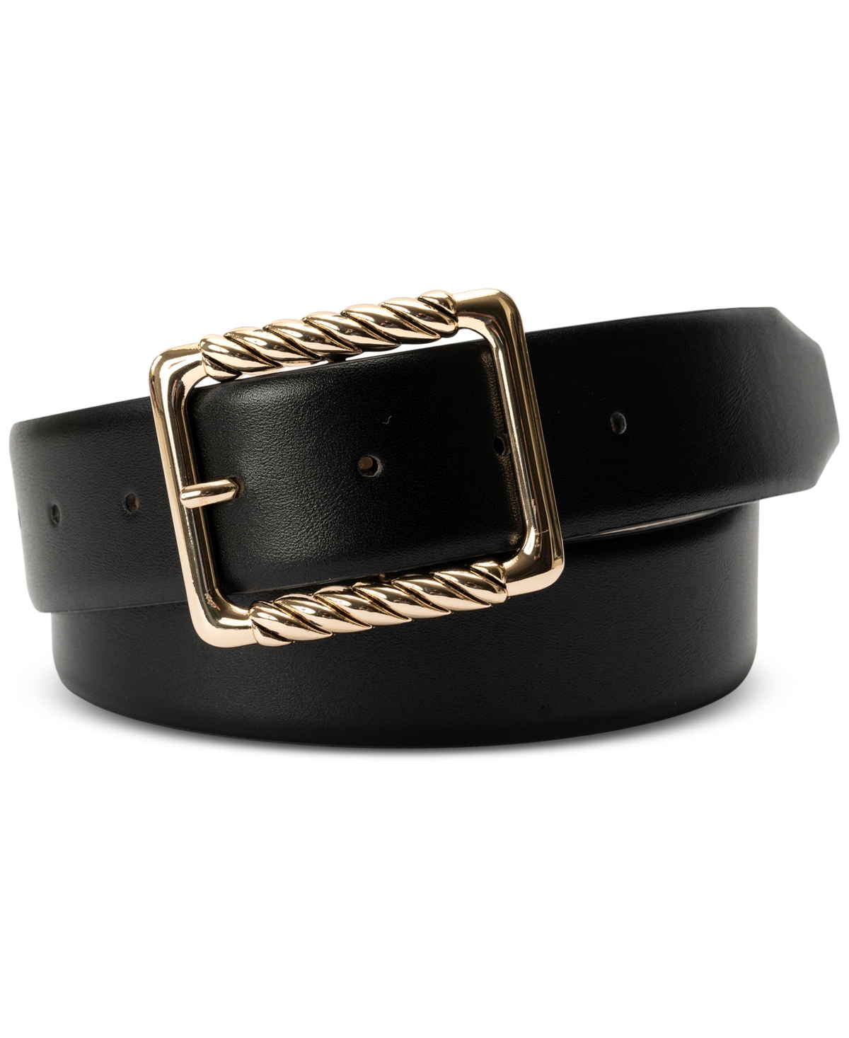 Metal Wrapped Buckle Belt, Created for Macy's - Cognac
