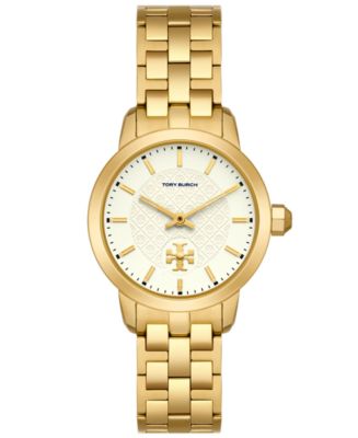 Tory Chronograph Watch, T Monogram Jacquard/ Leather/ Gold